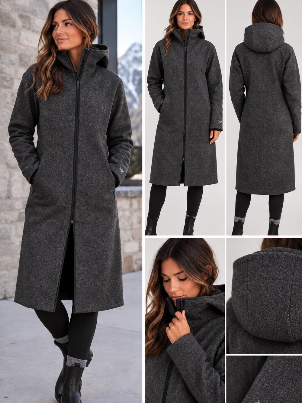Arc'teryx Lanea Hooded Wool Midi Coat | Size medium | EUC 100% WOOL